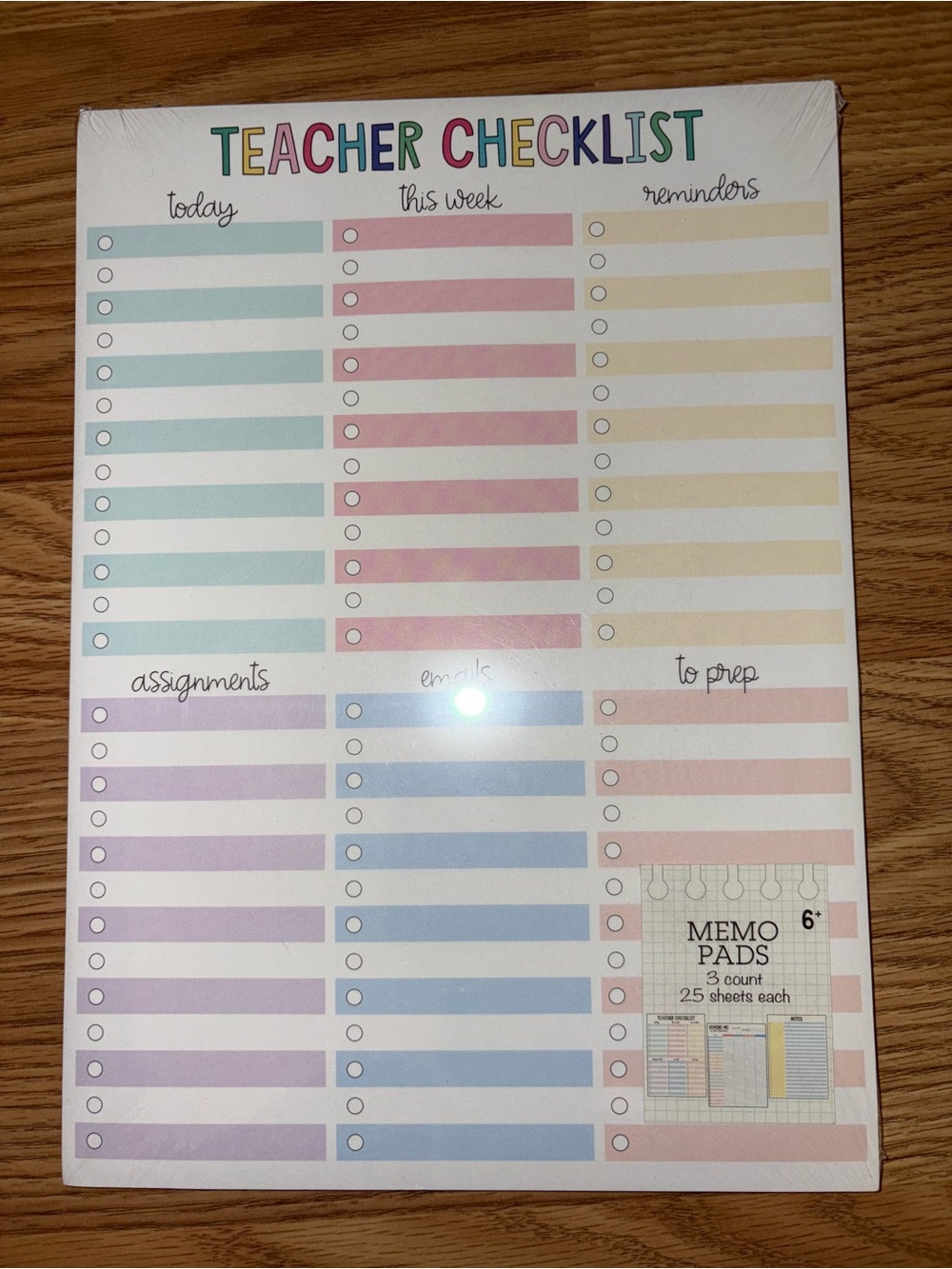 Teacher Checklist Memo Pads Multi-Color